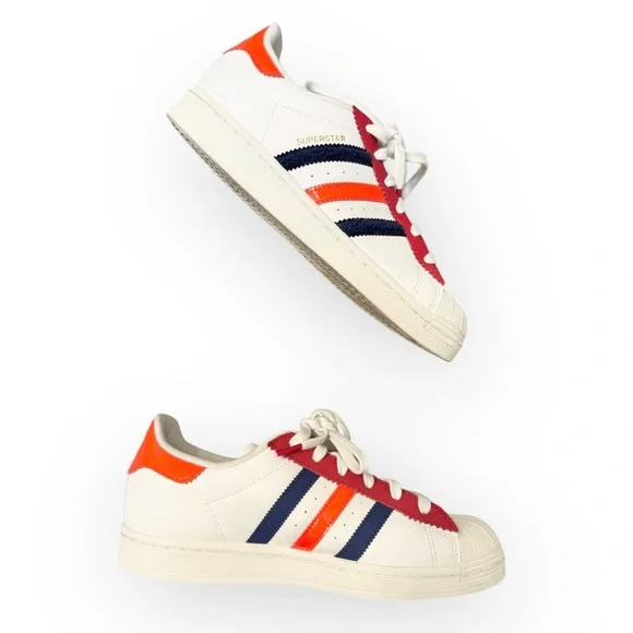 ADIDAS Superstar Shoes in Off White /Better Scarlet /Solar Red, Size 7 - Picture 5 of 16